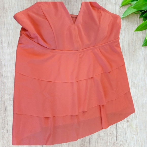 🔖Final Sale! Feraswim NWT Coral 2 pc Tankini Swimsuit with Tiered Ruffle Top - Picture 6 of 15